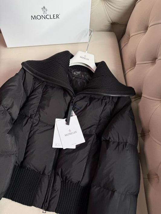 Black Knitted Shawl Puffer