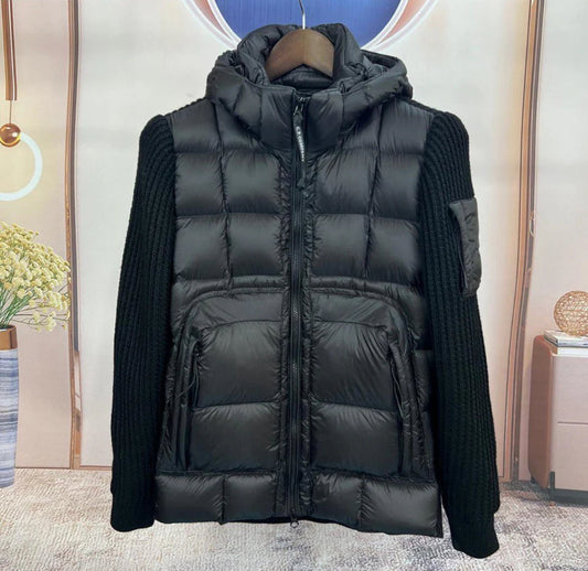 Black cardigan hooded with pocket on sleeves